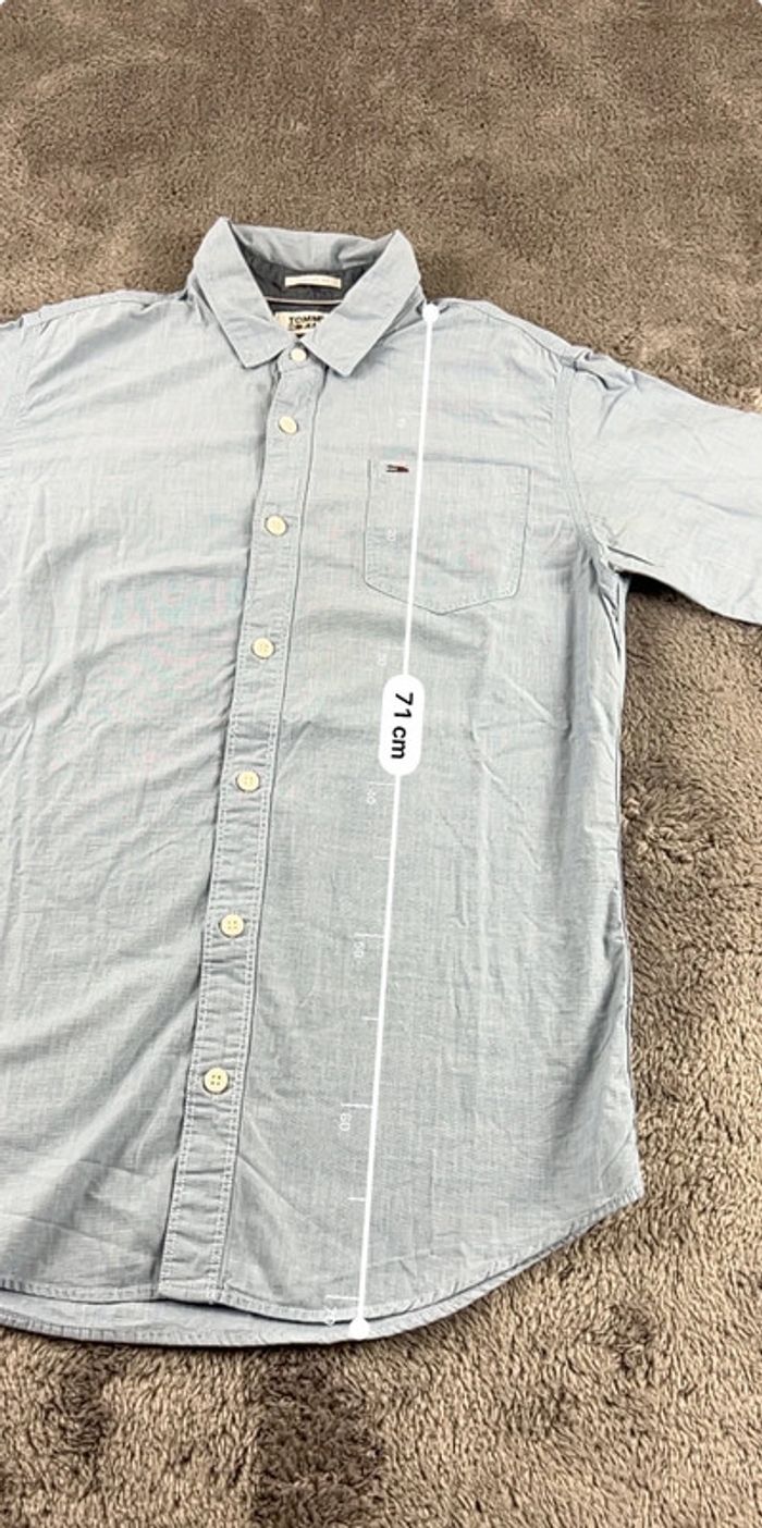 Chemise bleu clair Tommy Hilfiger 100% coton Regular Fit logo brodé Taille S - photo numéro 4