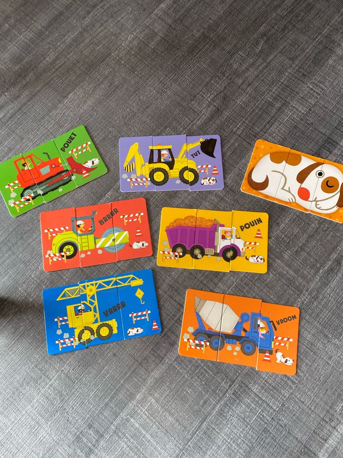 Livre  avec 7 puzzles engins de chantier - photo numéro 3