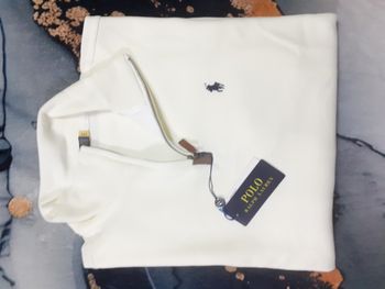 Pull half zip Ralph Lauren - Taille XL - Couleur blanc logo brodé noir - Neuf
