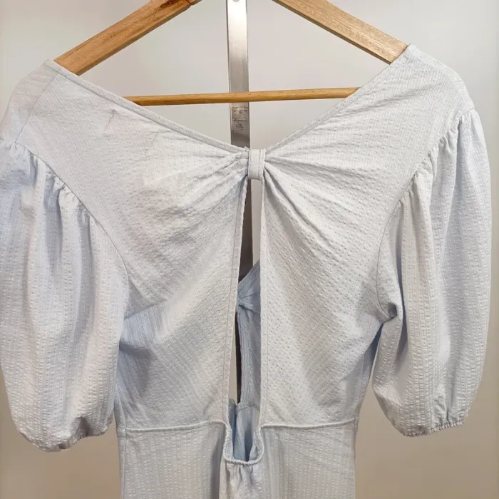 Robe longue bleu ciel texturée à découpes nœud – taille M – CMT Atelier – effet dos nu A926 - photo numéro 7