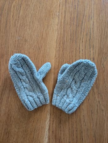 Moufles laine grises Verbaudet 12-18 mois