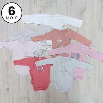 Lot 7 bodies ouverture croisé bébé 6 mois