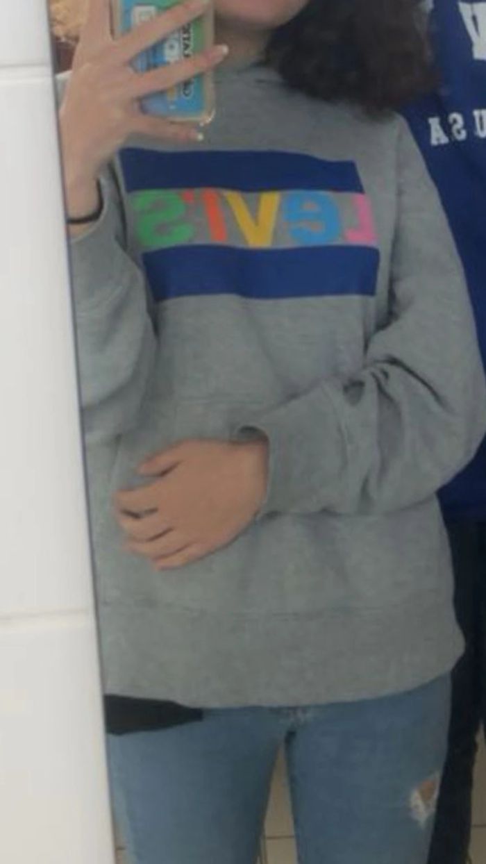 Sweat à capuche Levi’s gris unisexe 🌈 logo coloré vintage - photo numéro 8