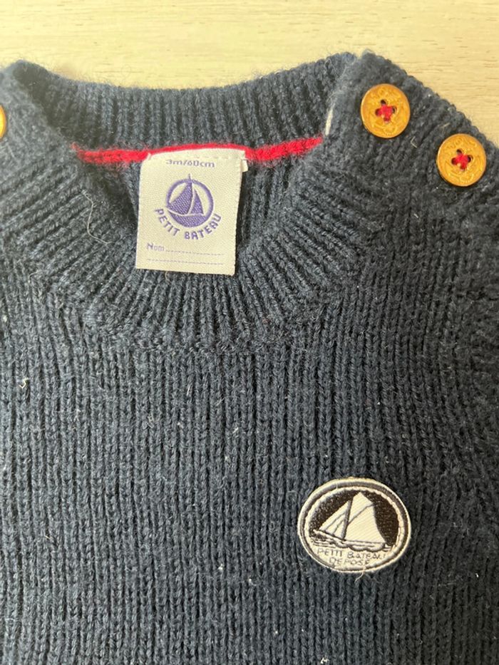 Pull marine Petit Bateau 3 mois - photo numéro 3