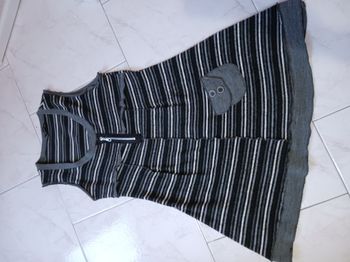 robe sans manches rayée grise blanche et noire taille unique Sensations pour elle Neuve