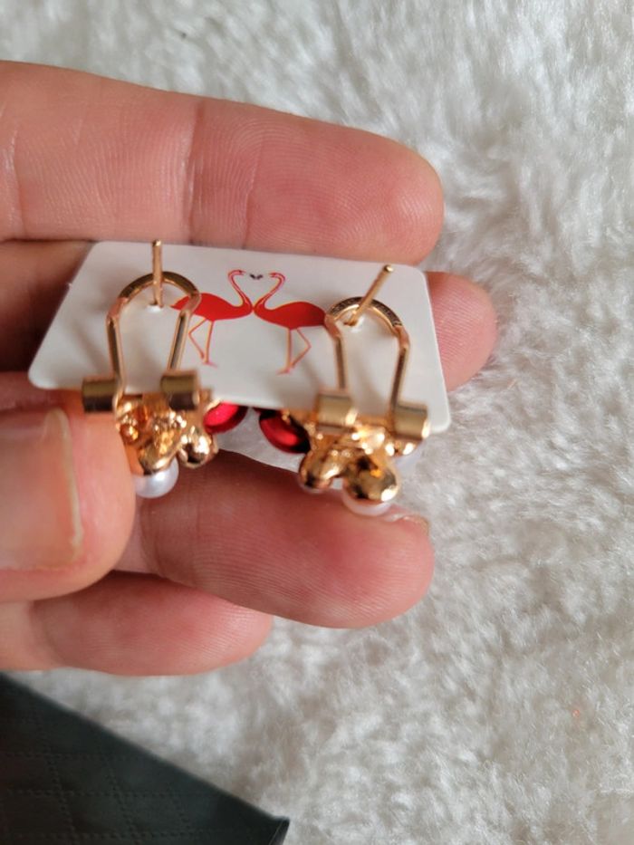 Boucles d'oreilles rose, perles et 🦋 - photo numéro 7