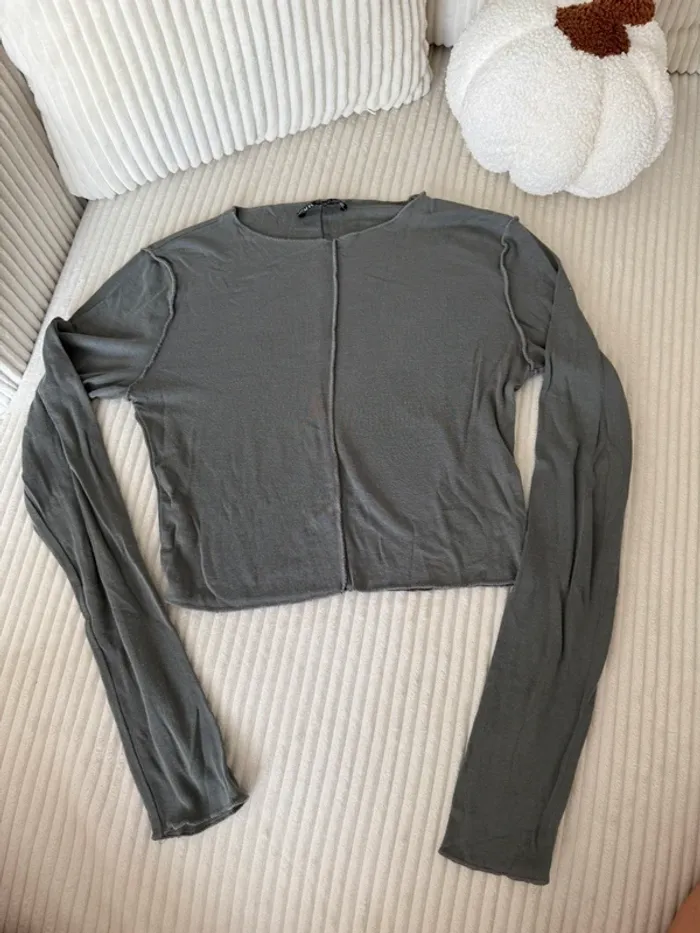 T-shirt manche longue Zara gris foncé