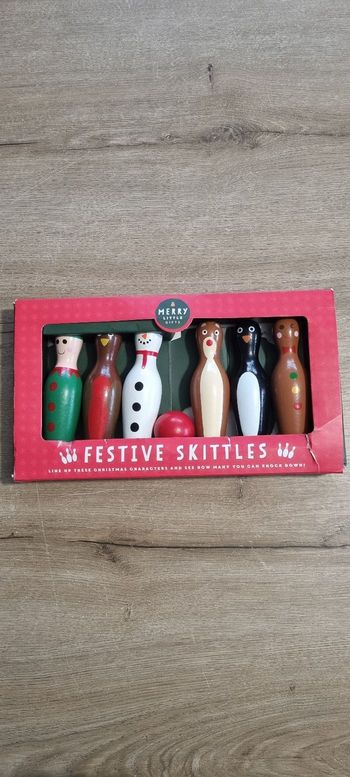 Jeu de mini quilles en bois de Noël