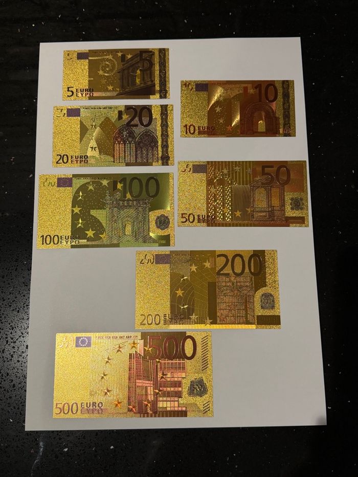Lot de billets décoratifs plaqués or – Collection “Euro” (7 coupures) - photo numéro 3