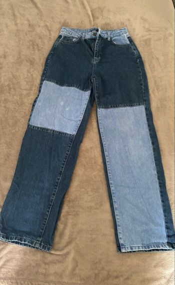 Jean patchwork bicolore bleu