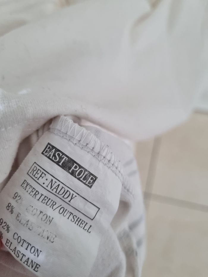 T-shirt blanc rayures col V taille L - photo numéro 6