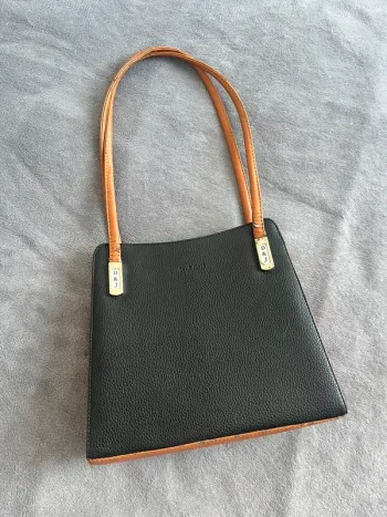 Sac David Jones vintage noir & marron clair – Élégant, rigide & intemporel | Style Y2K chic