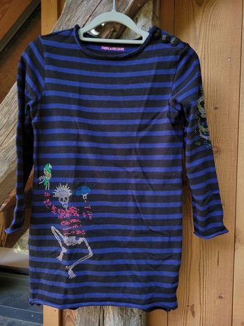 Magnifique robe coton Zadig & Voltaire, bleu marine et noire, 12 ans