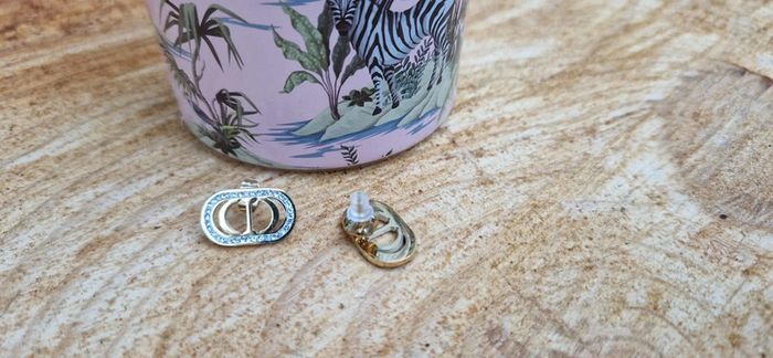 Boucles d’oreilles CD acier inoxydable or et cristaux