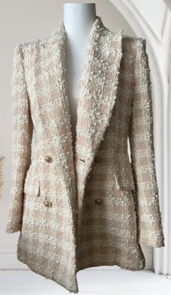Veste blazer à carreaux texturée zara taille 36