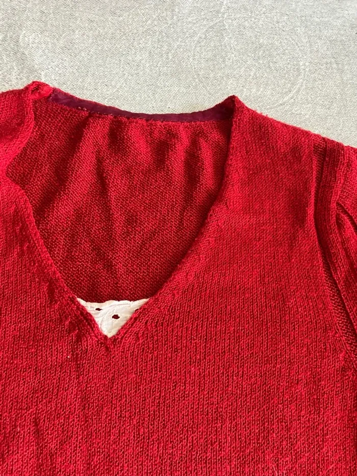 Pull rouge élégant - taille S/M - photo numéro 4