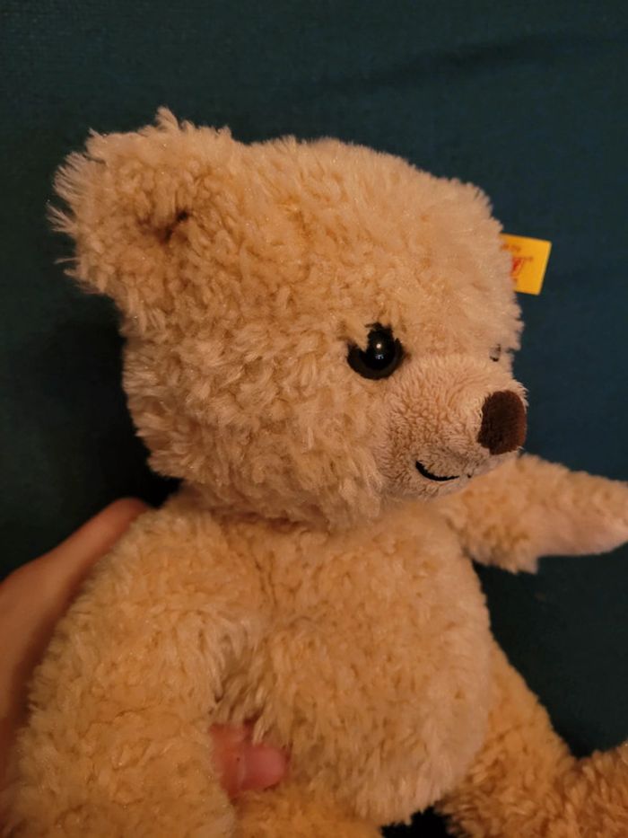 Ours Chiné Steiff Peluche doudou beige miel clair teddy bear expressif réaliste ancien 26cm - photo numéro 4