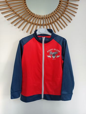 Sweat gilet zippé rouge et bleu 8ans