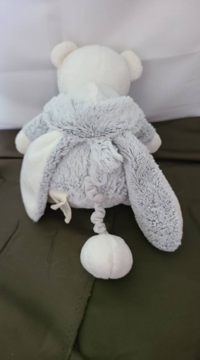 DOUDOU BOULE MUSICAL ORCHESTRA PREMAMAN OURS LAPIN gris chiné blanc - photo numéro 3