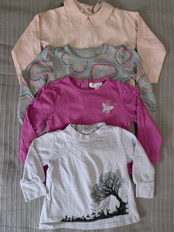 Lot 4 Te shirt manches longues 12 mois