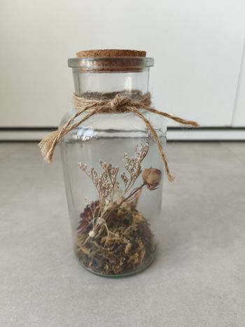 Fleurs séchées sous verre