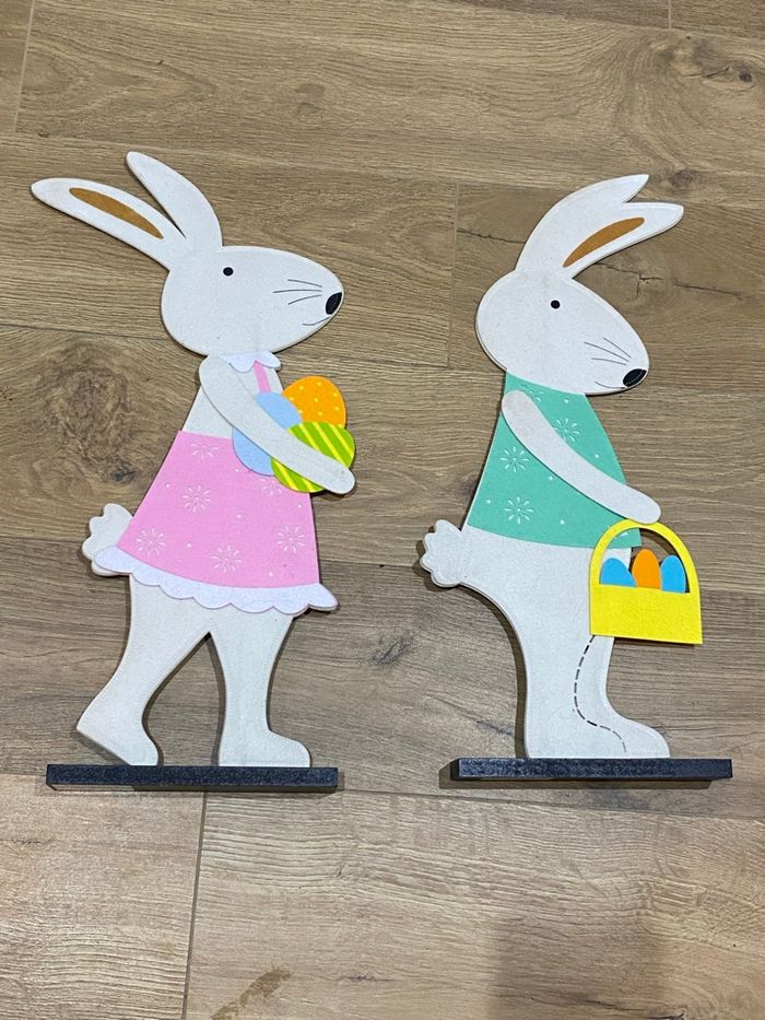 Décoration 2 lapins de Pâques