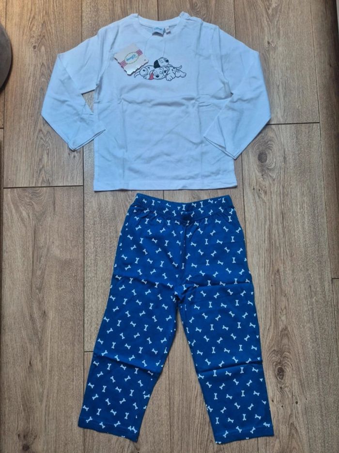 Pyjama en coton blanc 101 dalmatiens (linvosges) 4/5 ans neuf