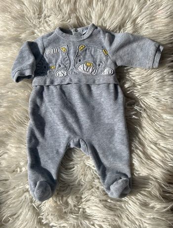 Pyjama en velours gris mixte taille 1 mois