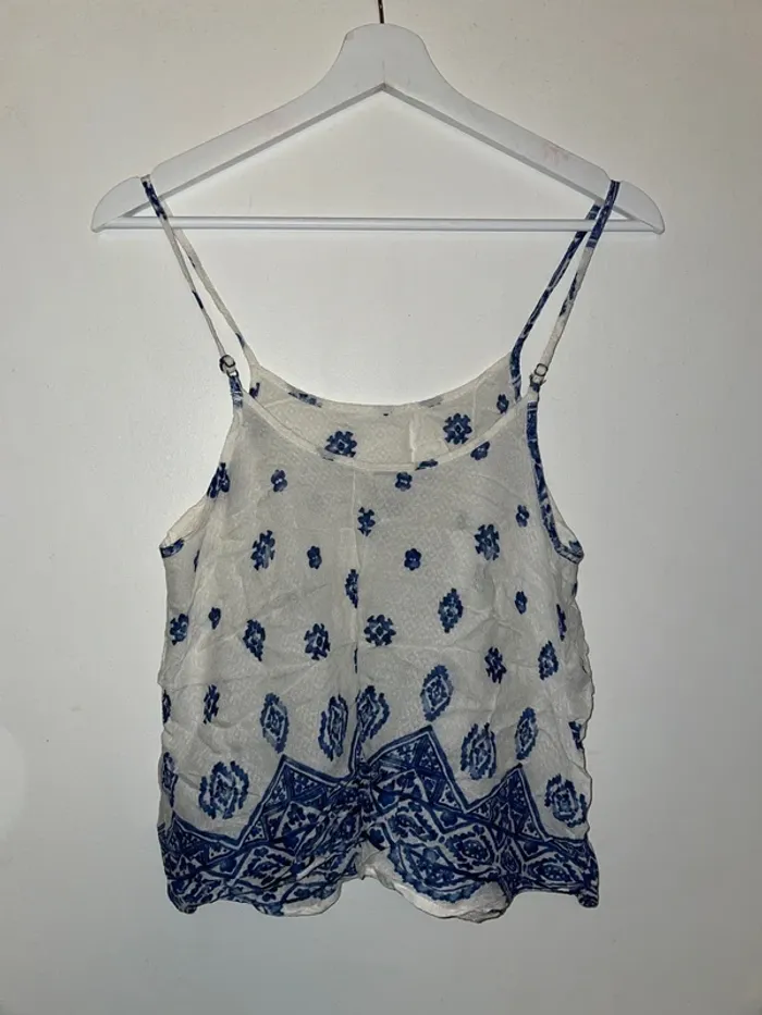 Crop top blanc et bleu Forever21 M - photo numéro 2