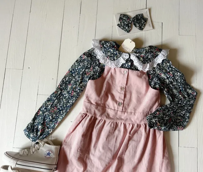 Ensemble robe blouse et noeud liberty mi canesu 6 ans - photo numéro 3