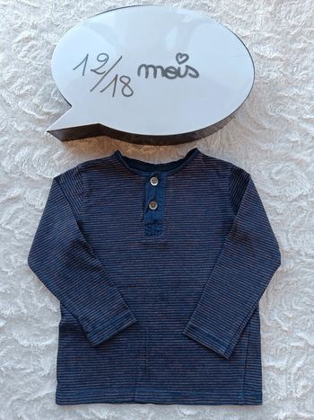 Polo manches longues Garçon 12/18 mois rayures H&M 100% coton
