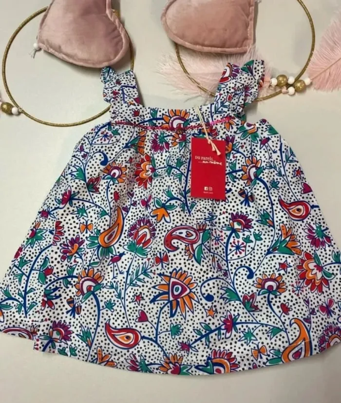 Robe bébé fille – Imprimé fleuri coloré – 12 mois