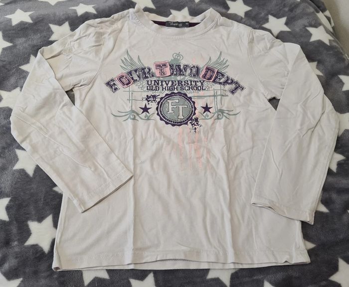 Tshirt blanc motifs manches longues fille taille 10 ans Tout Simplement - photo numéro 2