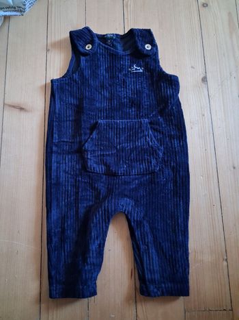 Salopette effet velours bleu marine 6 mois