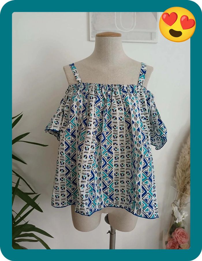 Blouse d'été à motifs Neuve Taille M 🌿💝 - photo numéro 6