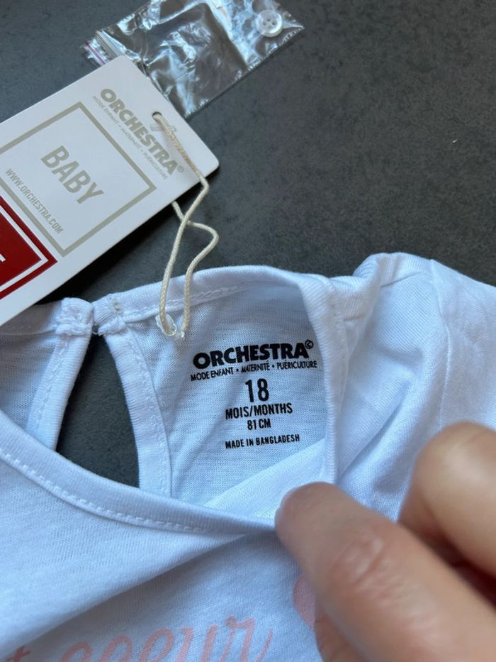 T-shirt manches longues léger pti cœur bébé fille orchestra - photo numéro 3