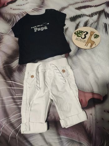 Ensemble garçon T-shirt (papa) pantalon 3 mois