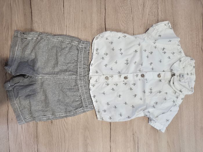 Ensemble chemise et short, blanc et marron, Plus, 18 mois