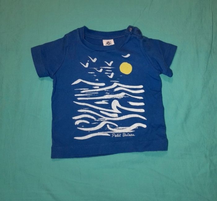 Tee-shirt bleu thème mer 12 mois