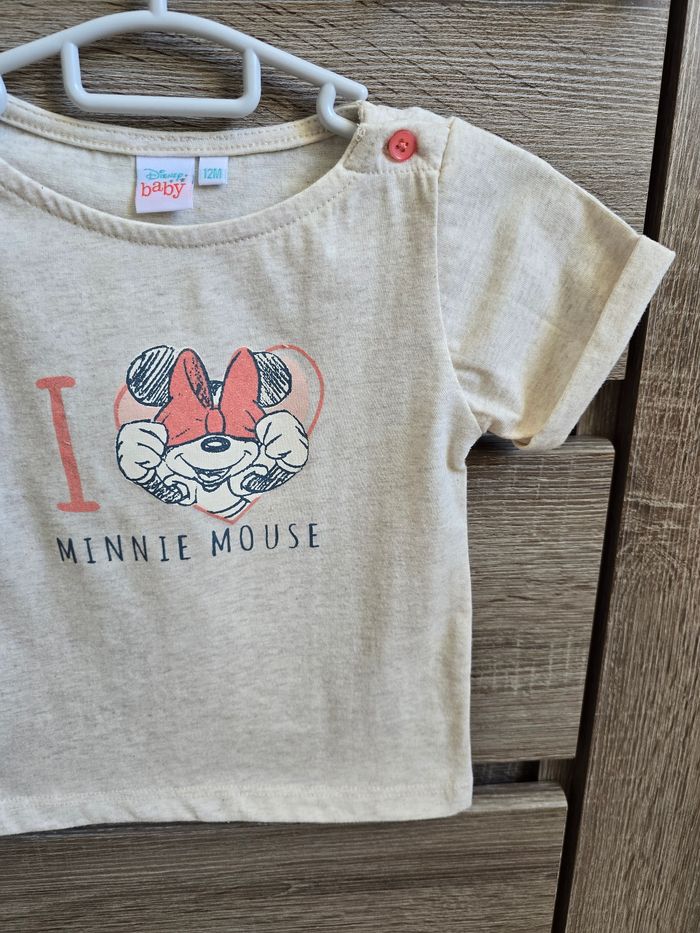 Vêtement Bébé Fille - T-shirt Minnie Beige - Disney - 12 mois - photo numéro 3