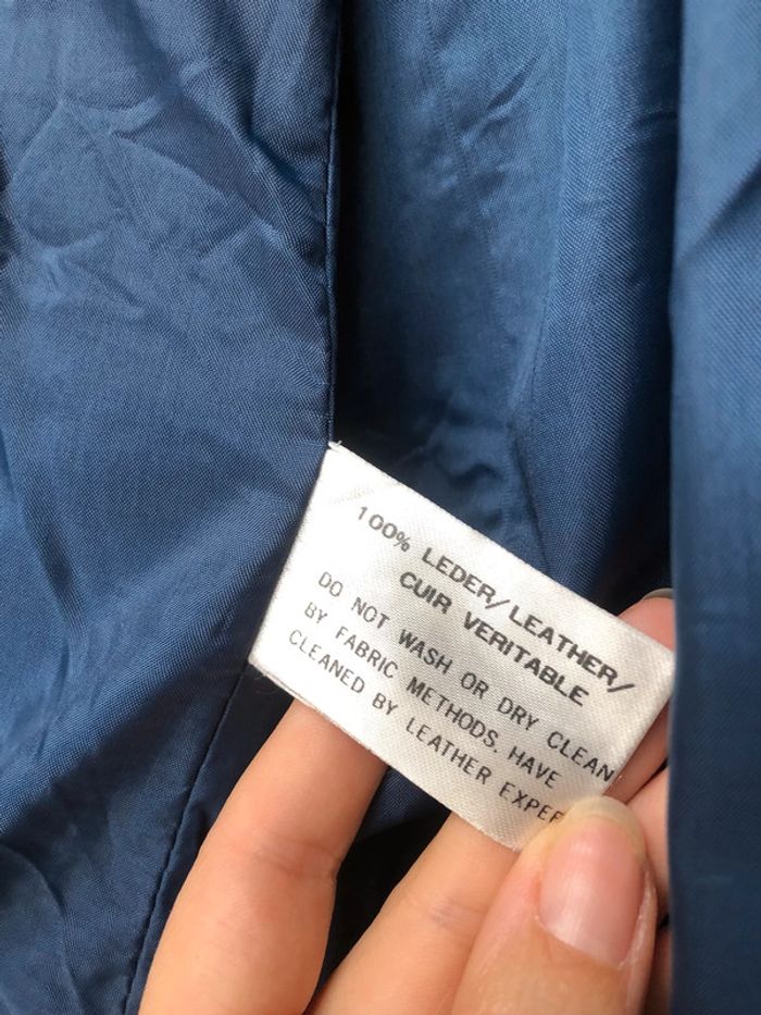 Veste en daim marine vintage L - photo numéro 5