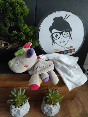 Doudou Cerf Renne Mouchoir Cajou Sucre D'orge Gris Rond #geektradedoudou