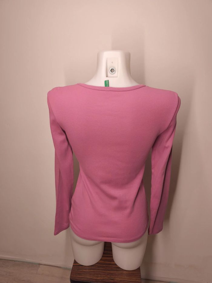 T-shirt manche longue Benetton Femme Taille M Rose - photo numéro 2