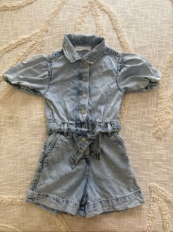 Combinaison short fille 6 ans en jean bleu clair