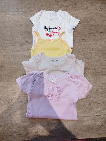 Lot de 4 body bébé fille 1 an 12 mois