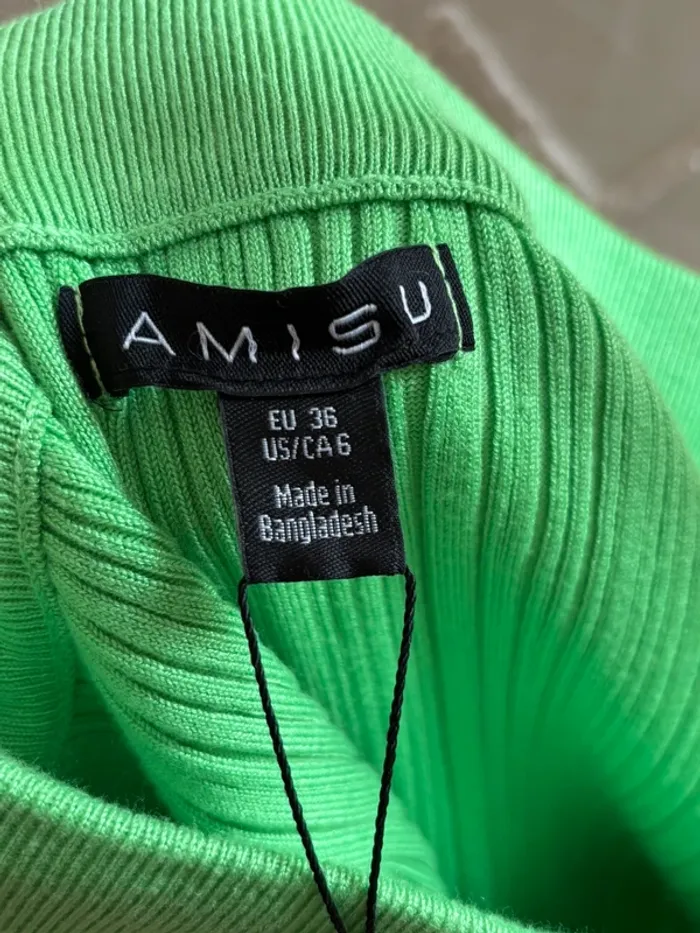 Ensemble côtelé vert vif crop top asymétrique + jupe longue – tendance Y2K - photo numéro 10