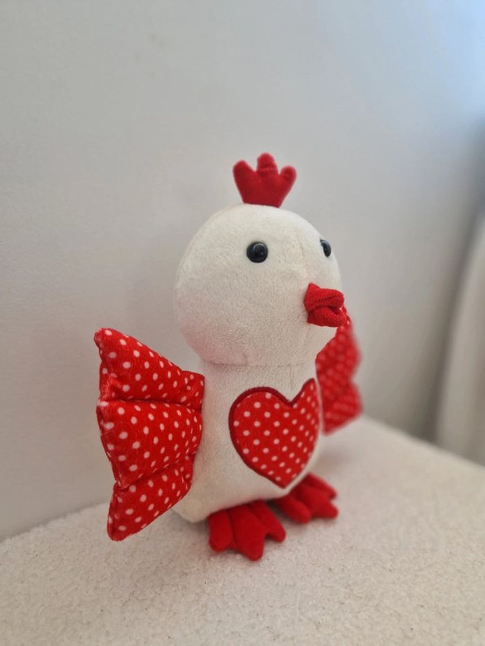 🧸 Peluche poule rouge et blanche 🧸 - photo numéro 2