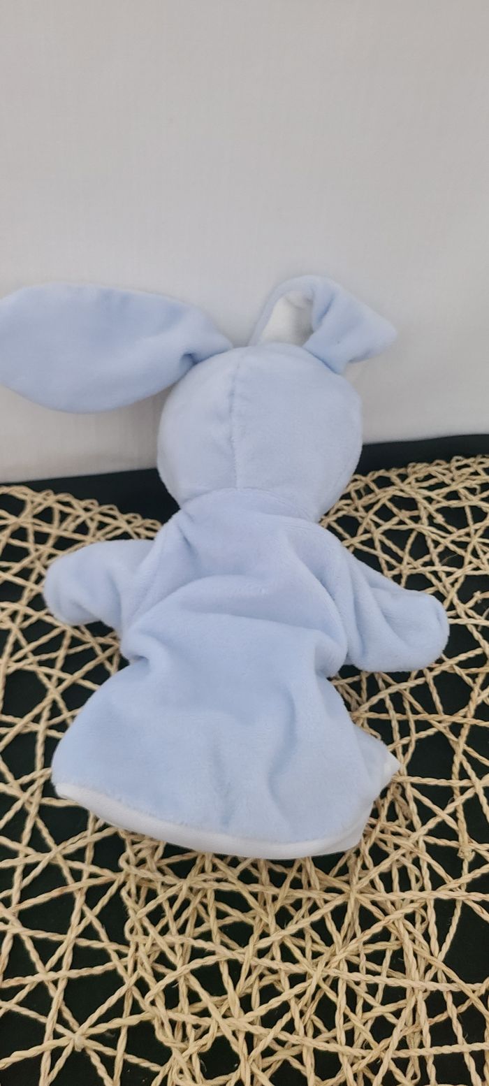 Doudou marionnette lapin MES PETITS CAILLOUX bleu - photo numéro 3