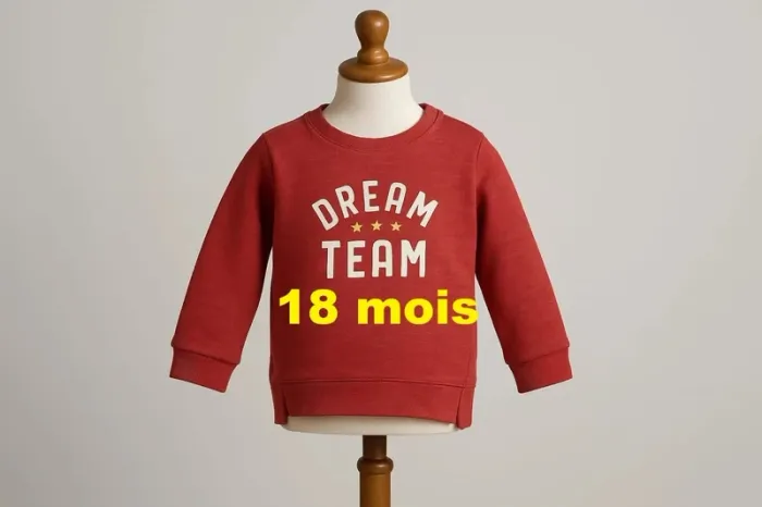 Sweat rouge / bordeaux imprimé blanc Tape à l'oeil Taille 18 mois