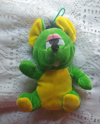 Peluche verte vintage drôle  - Souris déjantée